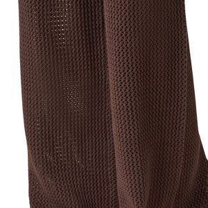 <b>Womens</b> Knit <b>Trousers</b> Chocolate Brown Wide Leg <b>Beach</b> Pants High Waist Drawstring Summer Resort Wear Bottoms - Product Image 3