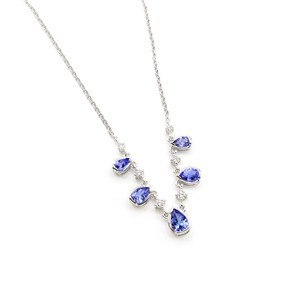 New Hot Sell 1.83 CTW Bezel Setting Tanzanite Gemstone <b>Necklace</b> in 14k Fine White Gold Diamond Wedding <b>Necklace</b> Ready to Ship - Product Image 3