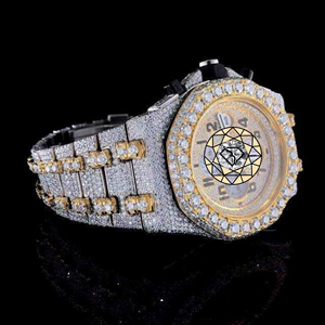 Luxury Lab Diamond <b>Watch</b> Stainless Steel Band Round <b>Case</b> Analog Quartz Movement Deployment Clasp Men's Timepiece <b>Watch</b> - Product Image 2