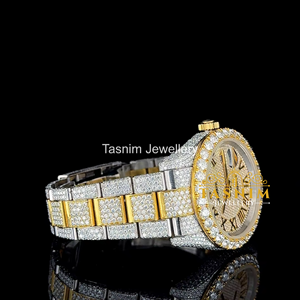 Reloj Deportivo de Acero Inoxidable para Hombre, Calidad VVS, Esfera de Cristal de 41 mm, Chapado en Oro Amarillo de 20 mm, Movimiento de Cuarzo, Estilo Ejecutivo y Moderno - Product Image 3