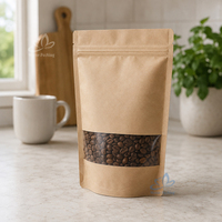 Sachet alimentaire en papier kraft réutilisable de haute qualité avec fenêtre transparente