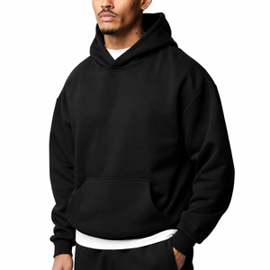 MUSARAT SONS SPORTS Sudadera con capucha extragrande para hombre, informal, lisa, azul real, de invierno, con puños, para venta al por mayor y personalizable - Product Image 3