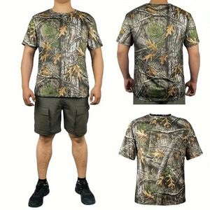 เสื้อยืดแขนสั้นลายพรางสำหรับผู้ชาย OEM ขายส่ง แบบกำหนดเอง สำหรับฤดูร้อน กิจกรรมกลางแจ้ง แห้งเร็ว เหมาะสำหรับการล่าสัตว์ - Product Image 6