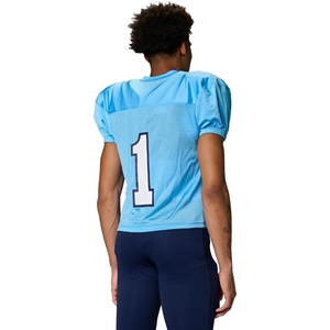 Camiseta de Fútbol Americano para Hombre, Cuello en V, Manga Corta, Color Azul Claro, Malla Transpirable, Ajuste Atlético, Número 1 con Impresión Frontal - Product Image 2