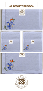 Servilleta de lino suave con bordado de hortensias y bayas de loto en un rincón, que aporta un toque fresco de jardín a una mesa elegante. - Product Image 3