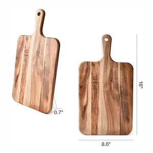 Planche à découper en bois d'acacia avec poignée, planche à découper pour la cuisine, plateau de service pour fromages et aliments, charcuterie - Product Image 2
