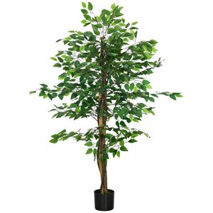 Albero di Banyan Artificiale Sempreverde da Interno di 1,5 m con Vaso per Decorazioni di Halloween, Casa, Ufficio e Soggiorno - Product Image 1