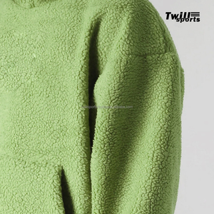 Sudaderas con capucha de forro polar Sherpa personalizadas al por mayor 2026 con bolsillo canguro en color verde |   Chaqueta de forro polar - Product Image 6
