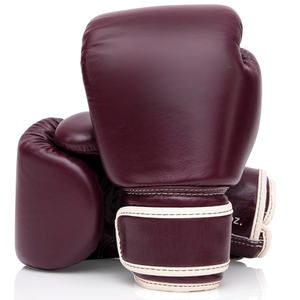 Gants de boxe en cuir bordeaux à doigts entiers avec fermeture à lacets au poignet, équipement de boxe pour adultes - Product Image 5