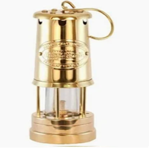Traditional solid brass miner safety oil lamp featuring clear glass and <b>top</b> loop handle, available at wholesale prices. - Product Image 3