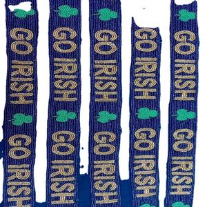 Sangle de sac de sport en coton irlandais perlé doré et bleu, accessoire de sac élégant fait à la main avec personnalisation, parfait pour les jours de match - Product Image 1