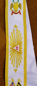 Regalia Masónica Rito Escocés 33 Grados, Faja Blanca Bordada a Mano con Hilo Metálico, Alta Calidad, Hecha a Medida, Nueva - Product Image 2