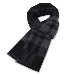 Écharpe longue en acrylique tricotée à carreaux gris classique pour homme, thermique, pour l'hiver - Product Image 3