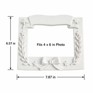 Cadres <span class=keywords><strong>photo</strong></span> en résine blancs simples personnalisés en gros, 4x6 pouces. Décoration de bureau ou décoration murale peinte à la main, cadeau de mariage. - Product Image 2