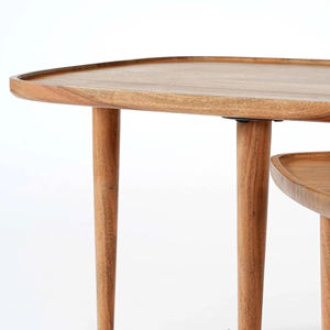 ชุดโต๊ะกาแฟ 2 ตัว สำหรับห้องนั่งเล่น ทำจากไม้กระถินณรงค์แท้ หน้าโต๊ะสี่เหลี่ยม ขาพับได้ ผิวสัมผัสธรรมชาติ - Product Image 5