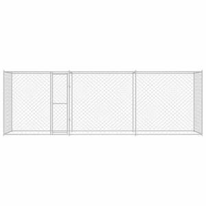 Jaula para Perros de Acero Galvanizado Plateado 236.22 X 78.74 X 78.74 Pulgadas, Puertas y Corrales para Mascotas - Product Image 4