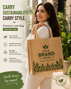 Bolsa de Compras de Yute Natural con Impresión Personalizada, Bolsa Ecológica Reutilizable, Bolsa de Regalo Promocional de Tamaño Mediano, Venta al Por Mayor - Product Image 4