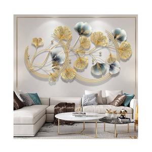 งานศิลปะติดผนังรูปใบแปะก๊วยโลหะทันสมัย ตกแต่งบ้าน รูปทรงสี่เหลี่ยมผืนผ้า สำหรับห้องนั่งเล่น ชุดหลายชิ้น ของขวัญวันครบรอบแต่งงาน - Product Image 3