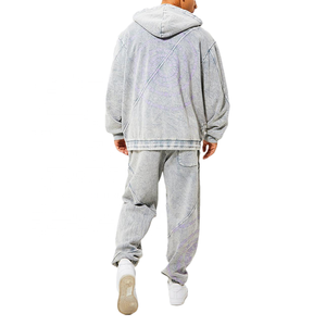 Ensemble de survêtement vert à capuche pour homme – Sweat-shirt zippé et pantalon décontracté en coton respirant de couleur unie – Tenue de jogging pour l'automne - Product Image 1