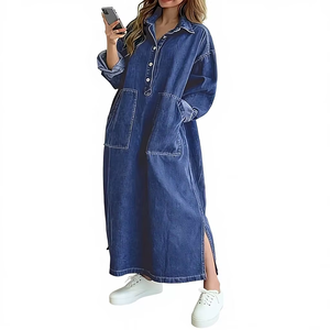 2026SS Women's Vintage Distressed Denim Jacket Loose Casual Slit Large Pocket <b>Button</b> 100% Cotton Daily & Weekend Use - Product Image 1