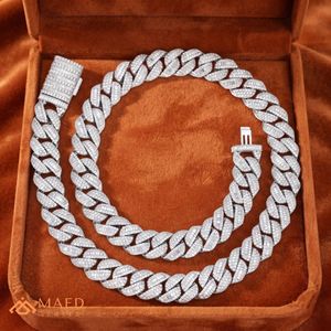 Collier en argent 925 avec moissanite ronde taille baguette, chaîne cubaine brillante, style hip-hop de luxe pour homme et femme - Product Image 5