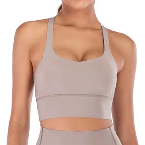 Women's Seamless High Waist Full Length Leggings Solid Gray Four-Way Stretch Yoga Set Racerback <b>Crop</b> <b>Top</b> 2 Piece - Product Image 5