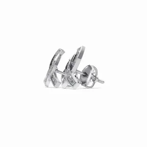 Pendientes de Diamantes Spark con Corte Redondo, 22 Piezas de Diamantes, Oro Blanco de 18K, Pendientes de Diamantes en Venta para Exportación - Product Image 3
