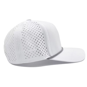 Classic Solid Perforated Sports Cap with Rope Waterproof Fabric UV Protection Outdoor Golf Cap Water Drop Shape Laser Cut Mesh - Product Image 3