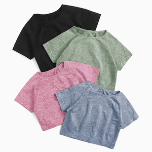 T-shirt court décontracté pour femme, col rond, manches courtes, coupe ajustée, respirant, de haute qualité - Product Image 1