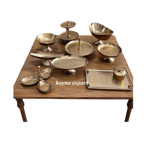 Bols décoratifs écologiques faits à la main en feuille d'or avec motif branche d'olivier, finition métallique polie de luxe moderne pour la maison et les fêtes - Product Image 5