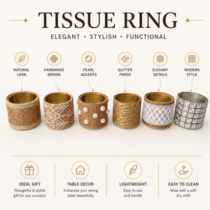 Ensemble de serviettes de table en fer et jute de luxe avec cristaux |   Porte-serviettes décoratifs pour table, décoration de table de mariage, réutilisables, hôtel, restaurant - Product Image 5