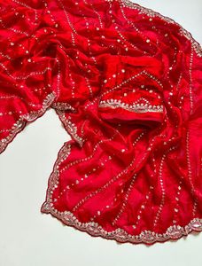 Soft Fandy Satin Silk Fabric with Heavy Sequence Beads Embroidery and Running Heavy Beads Work <b>Blouse</b> - Product Image 4