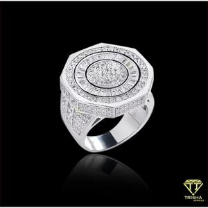 Anillo de diseño en plata 925 con diamantes cultivados en laboratorio y diseño de múltiples filas de piedras para marcas de joyería y mayoristas minoristas. - Product Image 3