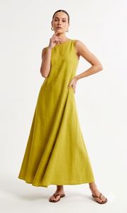 Vestido Largo Casual sin Cuello de Seda Dupion con Corte Barco para Todas las Temporadas - Product Image 3