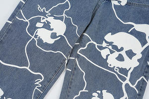 Jean pour femme imprimé floral et strass, coupe décontractée, streetwear, denim de haute qualité, élégant - Product Image 6