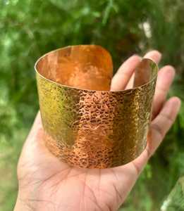 Handcrafted Wide Hammered <b>Copper</b> Cuff Bracelet Statement Open <b>Bangle</b> Artisan Jewelry Rustic Elegant Gift For Women - Product Image 5