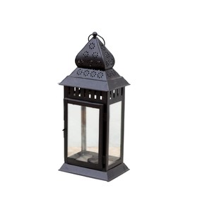 Wholesale <b>Moroccan</b> Style Metal Christmas Candle Lantern Grey Iron Glass Hanging Arabic <b>Decorative</b> Tabletop Eco-Friendly Handmade - Product Image 2