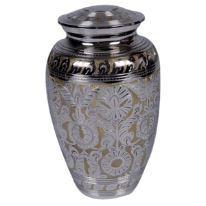 Urne funéraire en métal blanc nacré à couvercle sécurisé, avec bande florale artisanale, prix bas, pour cendres funéraires, pots décoratifs – Vente chaude - Product Image 3