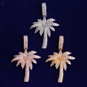 Pendentif Palmier Tropical en Diamant de Laboratoire Entièrement Sertie de Micro-Pavés, Pendentif Bling de Luxe Style Hip Hop - Product Image 1
