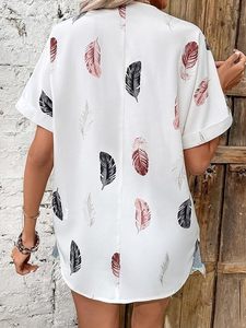 Camisa de verano con estampado floral para mujer, blusa informal con botones y manga corta - Product Image 3