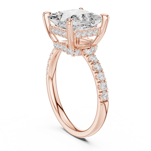 Anillo de Compromiso de Diamantes con Corte Princesa para Mujer, Oro Sólido de 18K, Engaste Pavé, Estilo Clásico - Product Image 4