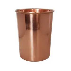 Lot de 2 verres à eau sans pied en cuivre pur, forme tonneau, lisses, style vintage, pour bar, fournisseur en gros - Product Image 3