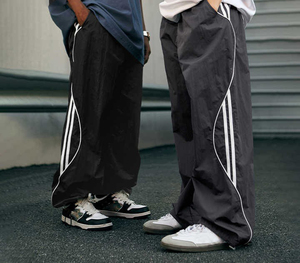 Pantalones de nailon cortavientos personalizados, estilo urbano, NUEVOS, vintage, deportivos, rectos, holgados, tipo paracaídas - Product Image 5