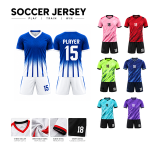 Custom Soccer Uniform Kit <b>Blue</b> <b>White</b> <b>Striped</b> Sublimated Moisture Wicking 100% Polyester Short Sleeve Adult Men's Regular Fit - Product Image 5