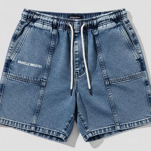 Men's Acid Washed Shorts Drawstring Screen Printed Summer Vintage Street Cotton Custom logo Men Acid Wash Shorts Customized - Product Image 1