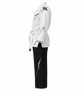 Kimono de BJJ Personalizado, Blanco, de Algodón, Unisex para Adultos, Pantalones Negros con Detalles en Verde Oliva, Corte Regular, Duradero, para Judo - Product Image 3