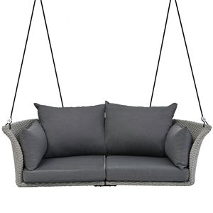51.9\" 2-Person <b>Hanging</b> Swing Seat Rattan Woven Porch <b>Chair</b> with Ropes Stylish Patio Swings - Product Image 3