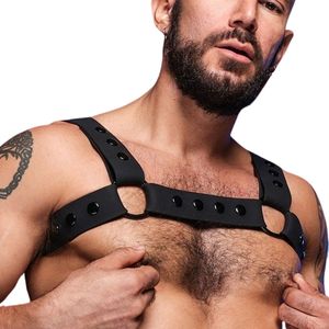 Mens Black Leather Chest Harness Adjustable Straps BDSM Bodywear <b>Male</b> <b>Bondage</b> <b>Gear</b> - Product Image 3