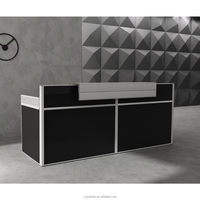 Grands comptoirs de réception droits sur mesure pour hôpital/bureau/centre commercial/lobby/magasin, cadre en aluminium avec verre et acier