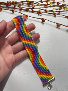 BOHO VINTAGE STYLE <b>Beaded</b> <b>bracelet</b> Rainbow <b>beaded</b> <b>bracelet</b> Multicolor <b>bracelet</b> Loom <b>bracelet</b> Friendship <b>bracelet</b> LGBT <b>bracelet</b> - Product Image 3